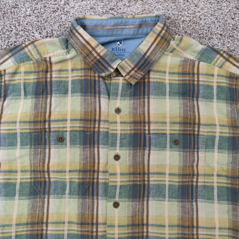 Kuhl Shirt Mens XL Plaid Short Sleeve Button Pocket Fishing Hiking Outdoors
